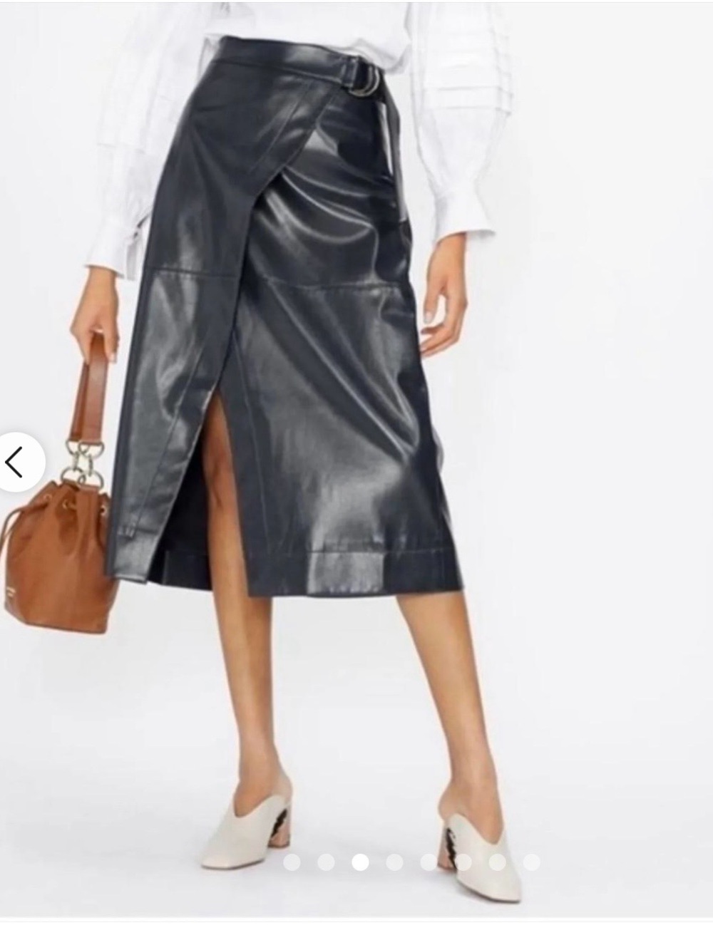 NWT Ted Baker Elii Navy Faux Leather A Line Wrap Skirt Navy US10 Ted Sizs 4